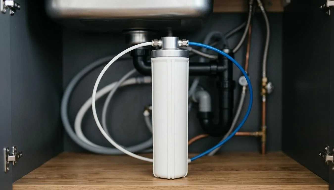 Rent og klart drikkevand der hældes op i et glas for at illustrere renheden ved omvendt osmose.